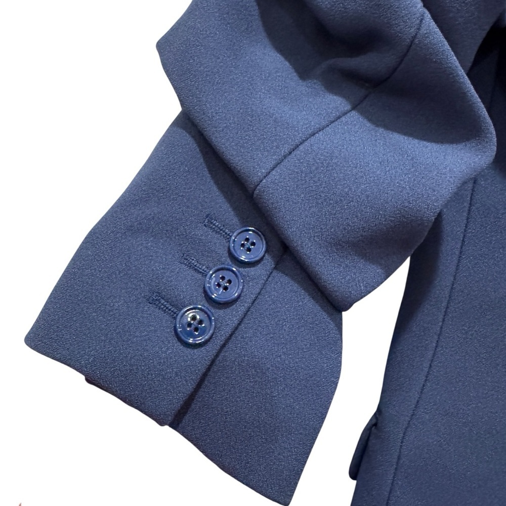 NWT Michael Kors Collection Cate Crush-Sleeve Blazer Preppy Designer Navy Sz 4 - Picture 10 of 16